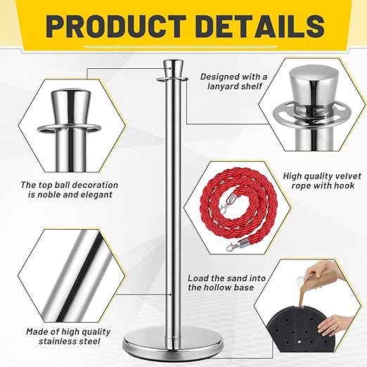 Wesiti 6 Pcs Silver Stainless Steel Stanchion Post - Image 3