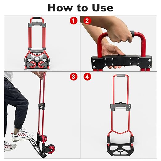 Folding Hand Truck Dolly Cart, 180LBS Portable Aluminum Hand Truck Foldable - Image 4