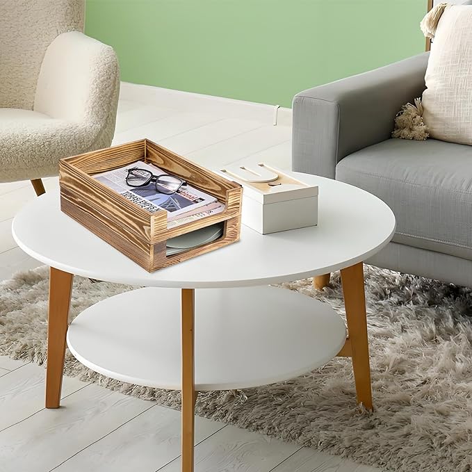 BTSKY 2PCS Vintage Wood Letter Tray - Image 8