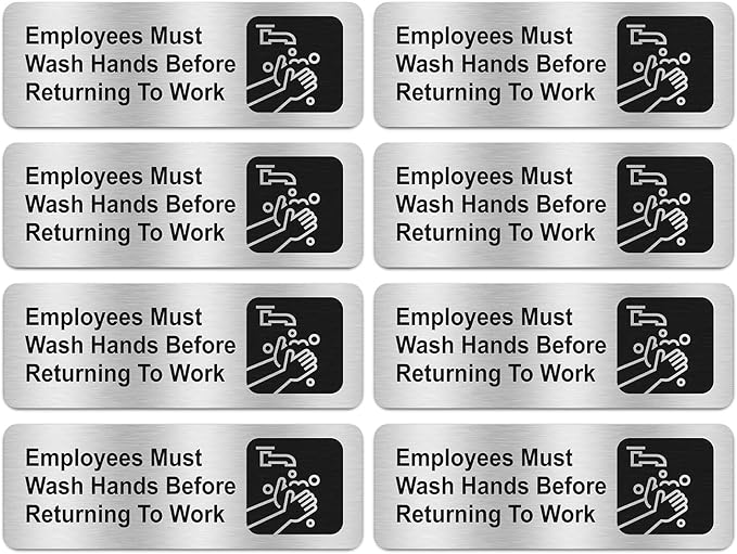 Faittoo Employees Must Wash Hands Before Returning to Work Sign, Rust Free by Faittoo