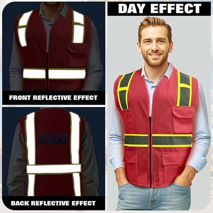 BeautyWill 10/20 Pack Custom Logo Safety Vest, Bulk High Visibility Class 2 - Image 2