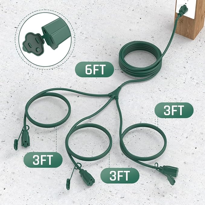 15FT Outdoor Green Extension Cord - Image 3