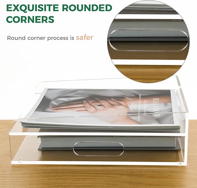 2-Tier Clear Acrylic Paper Trays, Desk File Organizer, A4 Paper Holder - Image 5