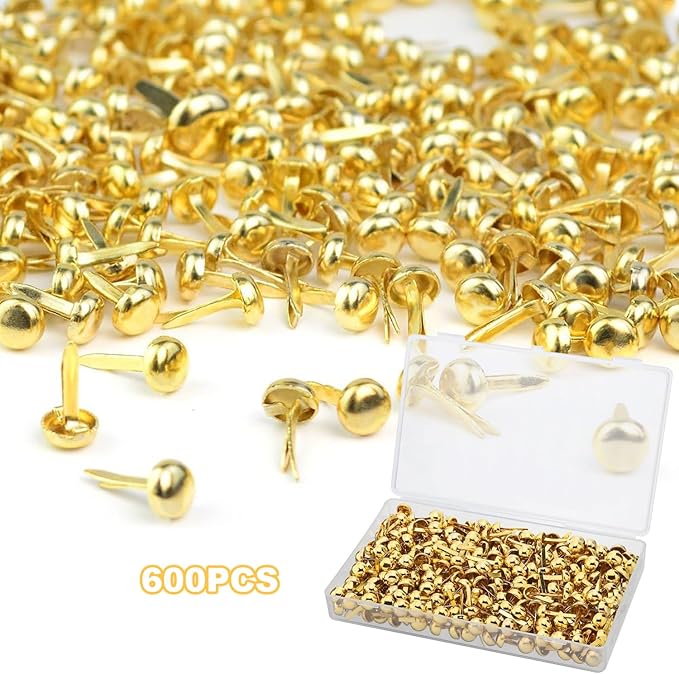 ADULLPONY 600Pcs Gold Brads, Paper Fasteners, 8x17.5mm Mini Brads, Split Pins - Image 7