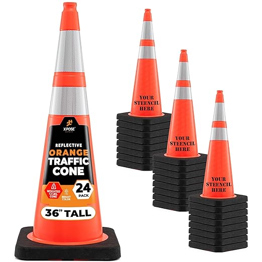 Xpose Safety 36 Inch Orange Traffic Cones Heavy Duty 12lb by XposeSafety