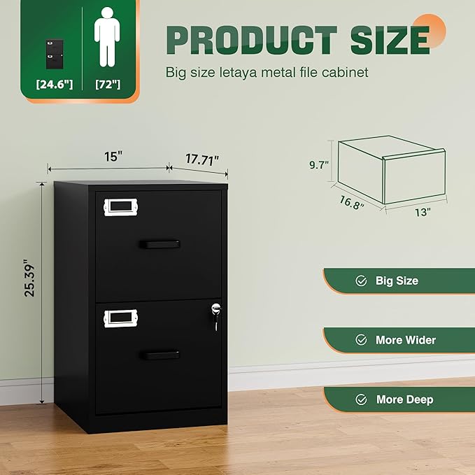 Letaya 2 Drawer File Cabinet - Image 3