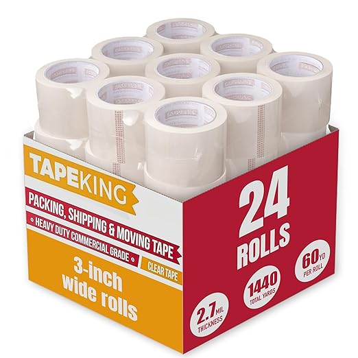Tape King Clear Packing Tape 3 Inch Wide | Heavy Duty Packing Tape 2.7mil by TapeKing