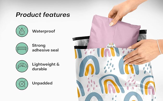 10x13 Poly Mailers – Boho Rainbow – Waterproof, Tear-Resistant Shipping Bags - Image 4