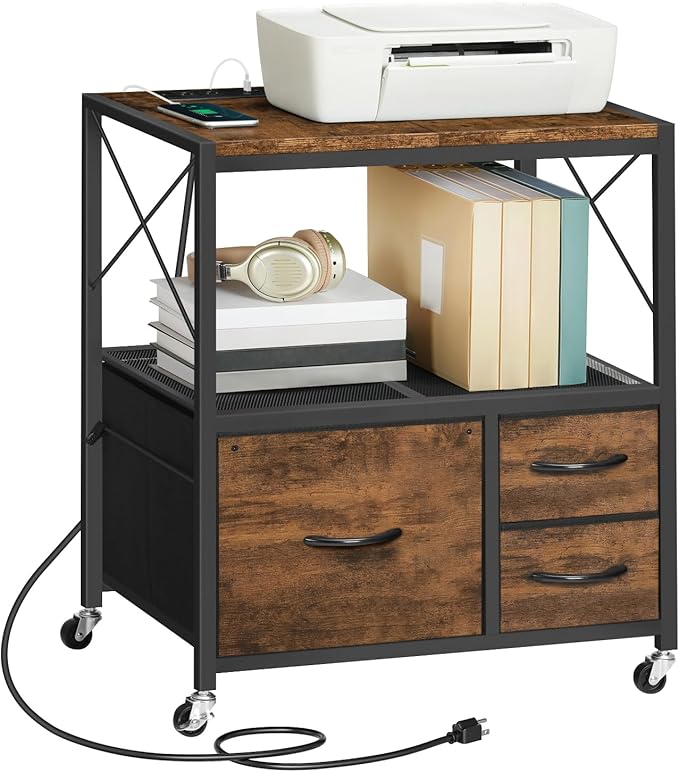 File Cabinet with Charging Station, 3 Drawer Lateral Filing Cabinet by MAHANCRIS