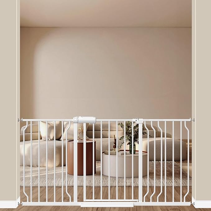 ALLAIBB Extra Wide Pressure Mount Baby Gate Auto Close White Metal Child Dog by ALLAIBB
