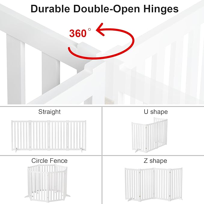 36" Height Extra Tall Freestanding Pet Gate, Solid Wood Folding Safety Fence - Image 3