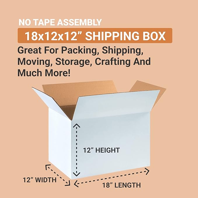 AVIDITI Moving Boxes Medium 18"L x 12"W x 12"H, Shipping and Storage 181212 - Image 2