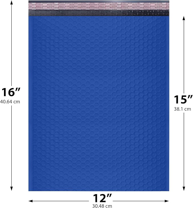 Royal Blue Large Poly Bubble Mailers 12x15 inch | Self Seal Padded Envelopes - Image 2
