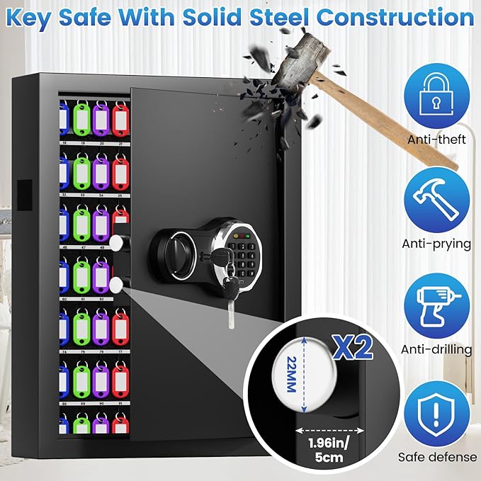 158 Keys Combination Lock Key Cabinet, Anti-Theft Key Lock Box - Image 5