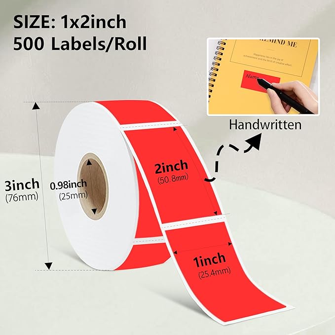 1X2 inch Label Stickers Roll for Thermal Printer 500PCS Colored Removable - Image 3