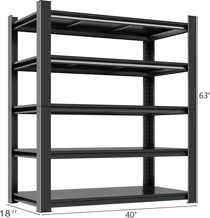 Metal Garage Shelving Unit, Heavy Duty 5-Tier Adjustable Storage Rack, Steel - Image 3