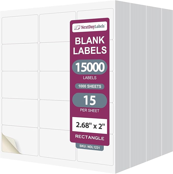 NextDayLabels – 2"-11/16 x 2 Rectangular Sticker Labels by NextDayLabels