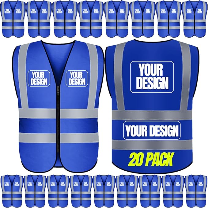 BeautyWill 10/20 Pack Custom Logo Safety Vest, Bulk High Visibility Class 2 by BeautyWill
