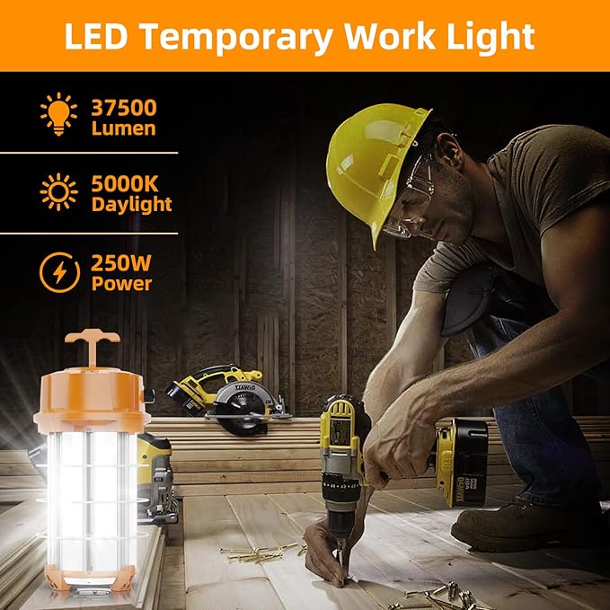 NS 250W Construction Lights Super Bright 37500 Lumens Led Temporary Work Light - Image 3