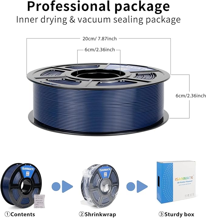 iSANMATE 3D Printer Filament ASA Navy Blue, UV & Weather Resistant ASA Filament - Image 6