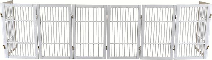 Pet Dog Gate Strong and Durable Freestanding Folding Acacia Hardwood Portable - Image 8
