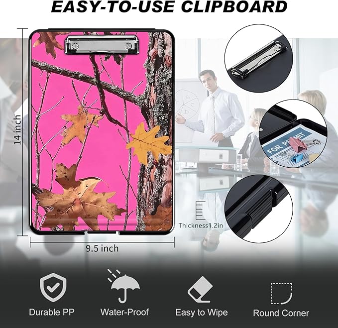Clipboard with Storage, Hard Letter A4 Size Clip Board with Pen Holder & Paper - Image 2