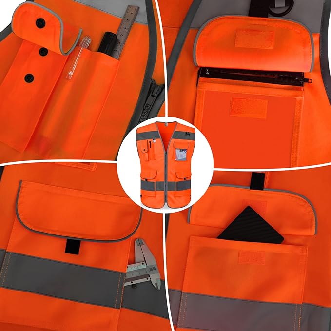 TCCFCCT Reflective Safety Vest 9 Pockets High Visibility Vest - Image 4