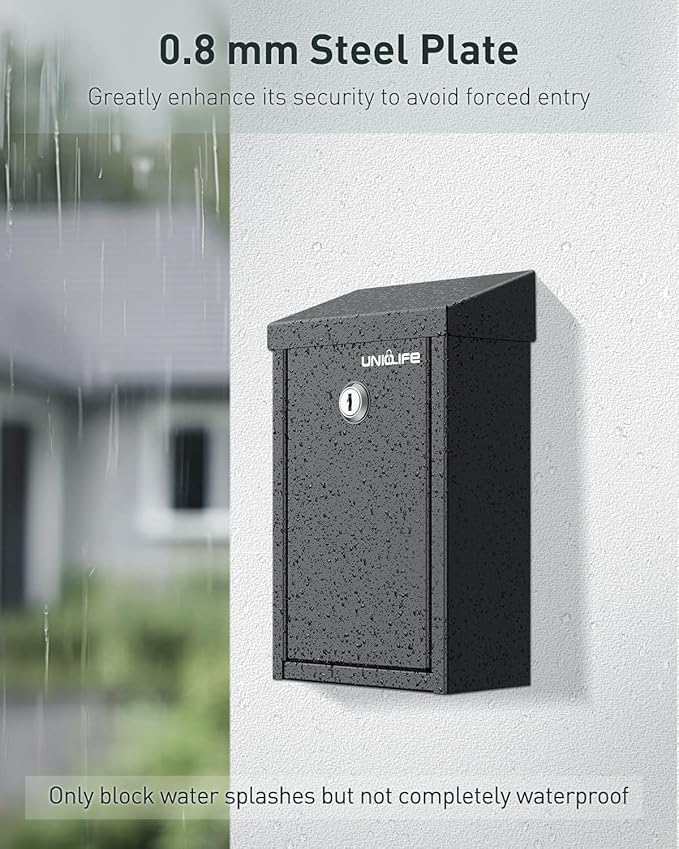 Uniclife Black Metal Donation Box Wall Mounted Mailbox - Image 5