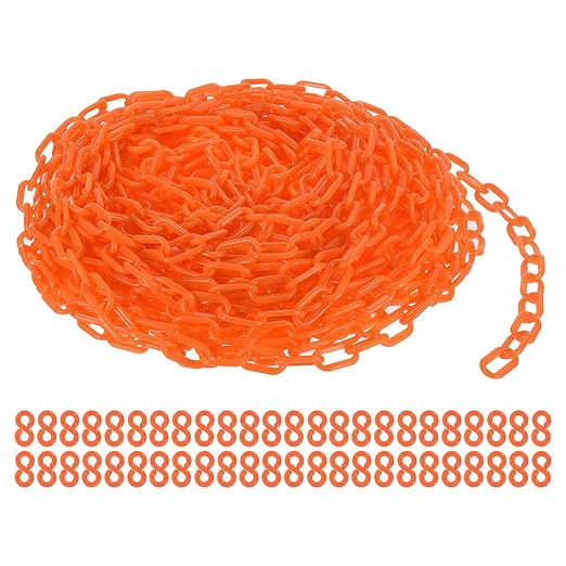 PATIKIL Plastic Chain Links, 100 Foot Safety Barrier Chain Orange by PATIKIL