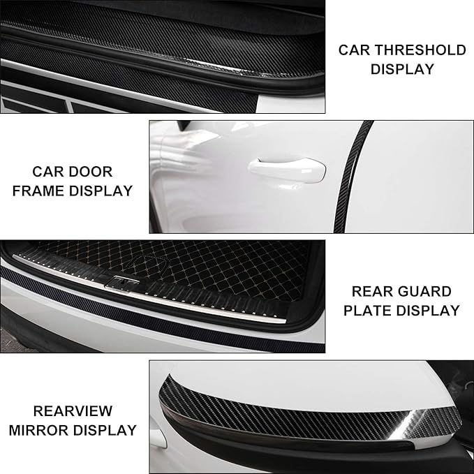 MYFAMIREA Car Door Edge Guards Carbon Fiber, 5D Gloss Black Vinyl Automotive - Image 2