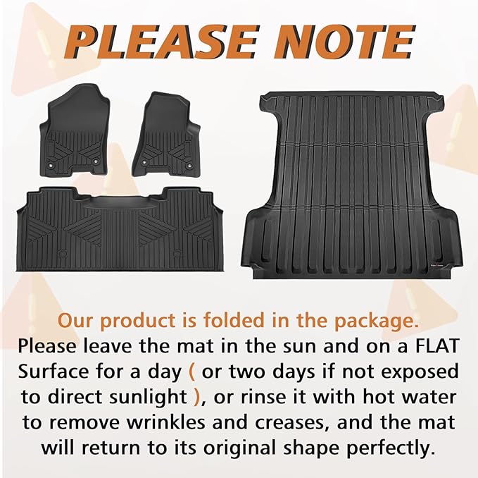 TripleAliners Truck Bed Mat & Floor Mats Front Rear Full Set Compatible - Image 3