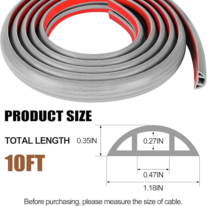 MYFAMIREA 10FT Floor Cord Cover - Image 2