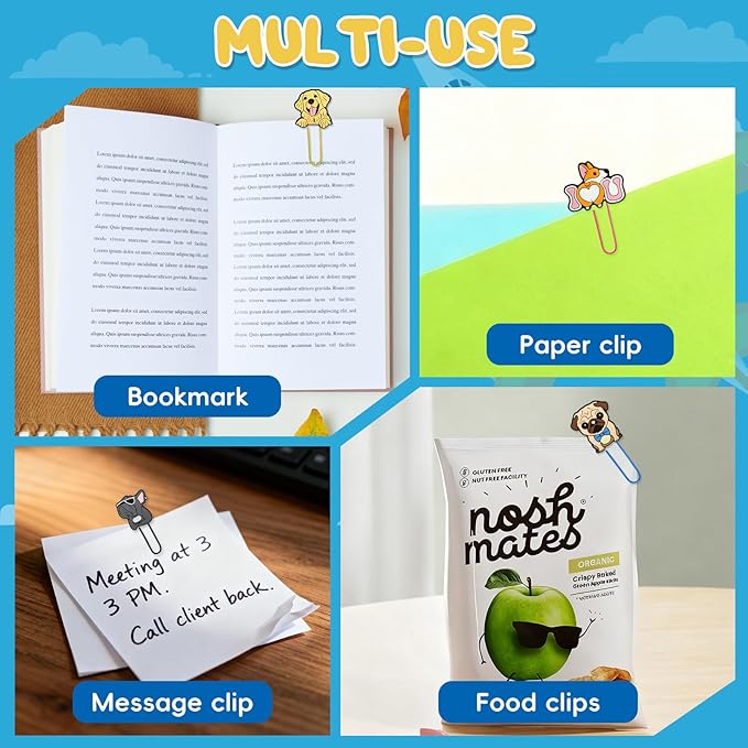 30 PCS Dog Paper Clips Metal Paperclip Large Size Paper Clip Cute Bookmark - Image 7
