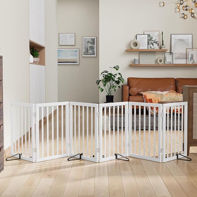 Dog Gates for Doorways Extra Wide 110inches, Wooden Freestanding Pet Gates for - Image 3