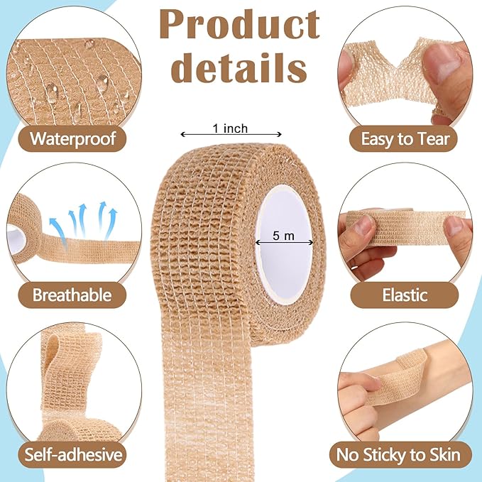 Treela 36 Pcs Self Adherent Bandage 1" X 5 Yard Wrap Breathable Cohesive - Image 2