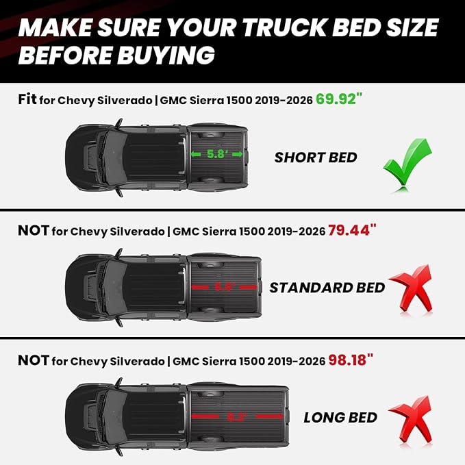 LASFIT Truck Bed Mat 2019-2026 for Chevrolet Chevy Silverado 1500 | GMC Sierra - Image 2