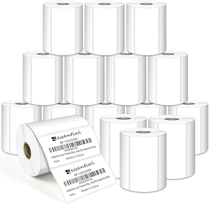 4 x 2 Inches Direct Thermal Barcode Labels, Waterproof and Oil-Proof by ESSENTIAL