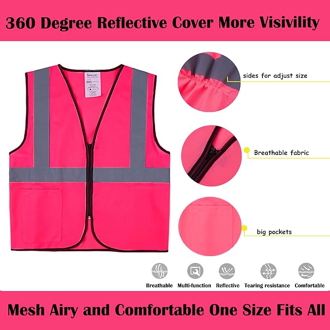 Pink Safety Vests 10 Pack - Image 5