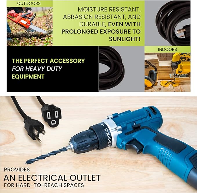 Go Green Power Inc. 16/3 50ft Black Outdoor Extension Cord - Image 7