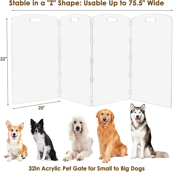 Modern Frame Clear Acrylic Freestanding Dog Gate - Image 4