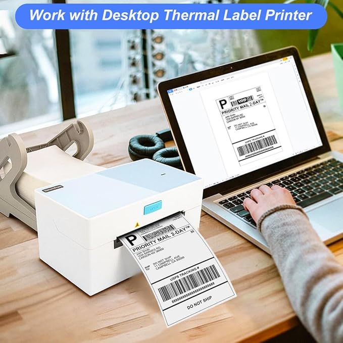 4x6 Thermal Labels, OausTect 100 FanFold Shipping Labels, Thermal Printer - Image 2
