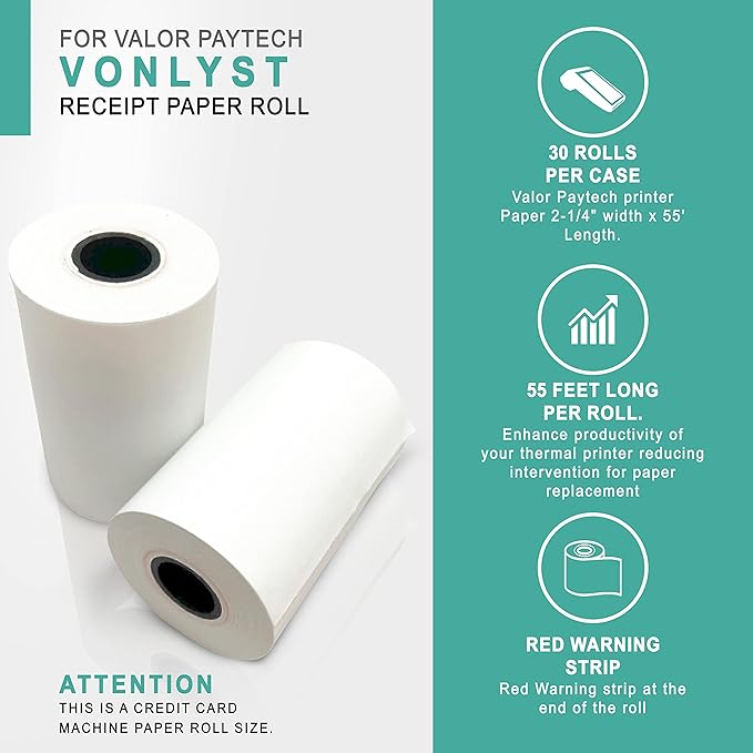Receipt Paper Roll for Valor Paytech VL 110 and VL 500 Credit Card Machine - Image 4