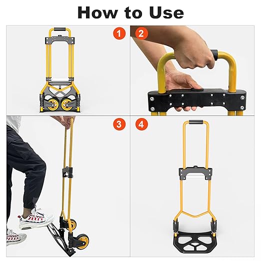 Folding Hand Truck Dolly Cart, 180LBS Portable Aluminum Hand Truck Foldable - Image 4