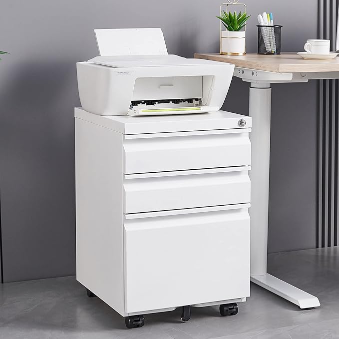 3-Drawer Lockable Mobile File Cabinet – Metal A4/Letter/Legal Size Storage - Image 3