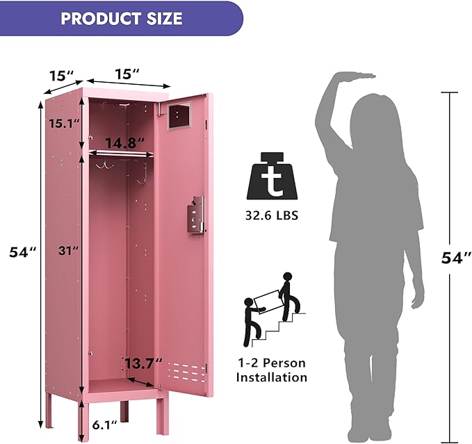 Metal Kids Locker, Metal Cabinet Storage Lockers, Lockable - Image 3