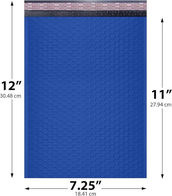 Royal Blue Poly Bubble Mailers 7.25x12 inch #1 | Self Seal Padded Envelopes | - Image 2
