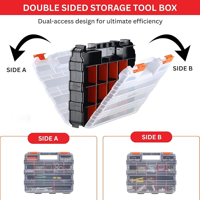 Andalus Tools Organizer Box, Small Parts Storage 34-Compartment Double-Sided - Image 3