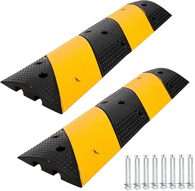 3.3 FT Heavy Duty Rubber Speed Bump 2-Pack, Driveway Cable Protector Ramp by Unknown