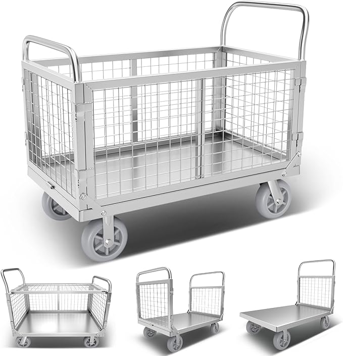 Platform Truck Cart with Cage by Warmyou