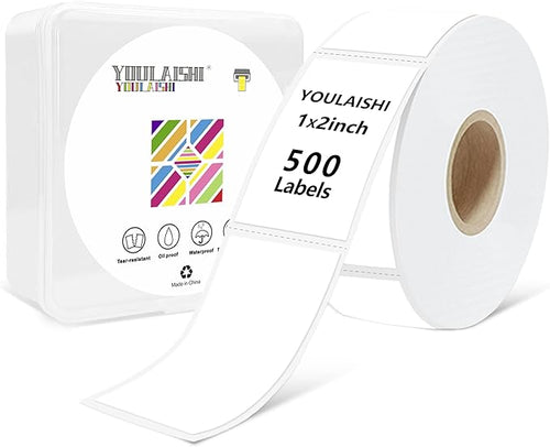 1X2 inch Label Stickers Roll for Thermal Printer 500PCS White Colored Removable by YOULAISHI